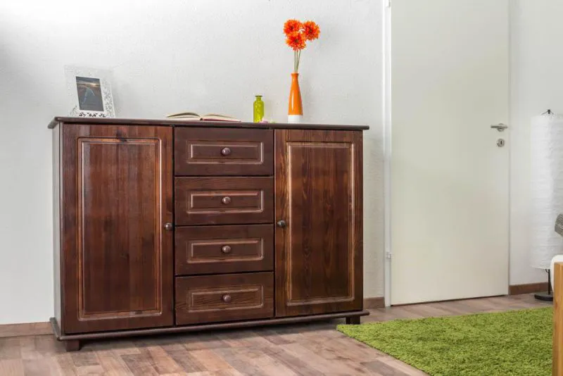 Anrichte, Kiefer massiv, Breite: 150 cm, Farbe: Nuss Abbildung