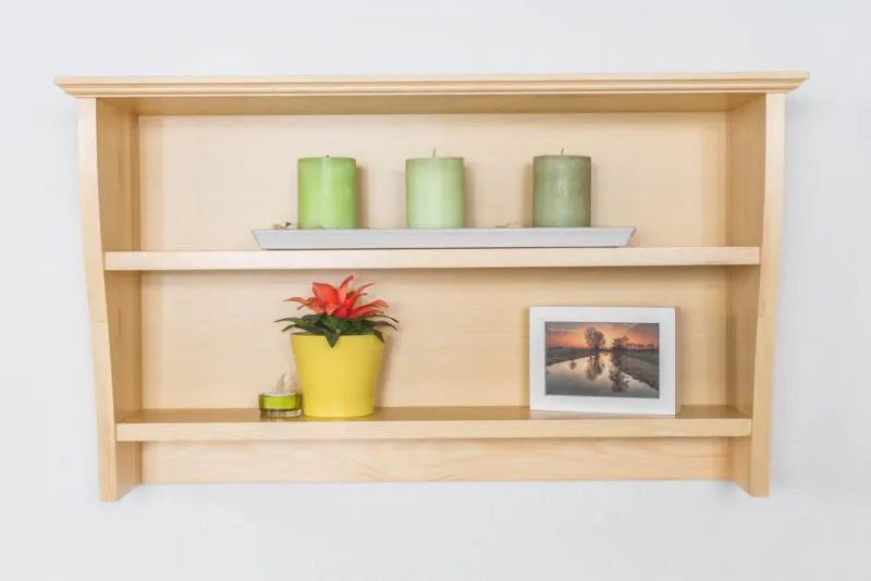 Hängeregal, Wandregal, Bücherregal - 81 cm breit, Kiefer Massivholz, Farbe: Natur Abbildung