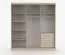 Schiebetürenschrank / Kleiderschrank | mit Spiegel Weiß / Sonoma Eiche | Sredna 08 | 218 x 203 x 61 cm | 2 Türen | 7 Fächer | 3 Schubladen