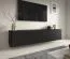 TV-Unterschrank | Schwarz | 3 Kipptüren | 3 Fächer | Lamellen | Push-to-open Funktion | Maße: 200 x 40 x 54 cm | auf Beinen oder hängend montierbar