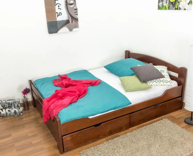Buche Bettgestell 140 x 200 cm Dunkelbraun Abbildung