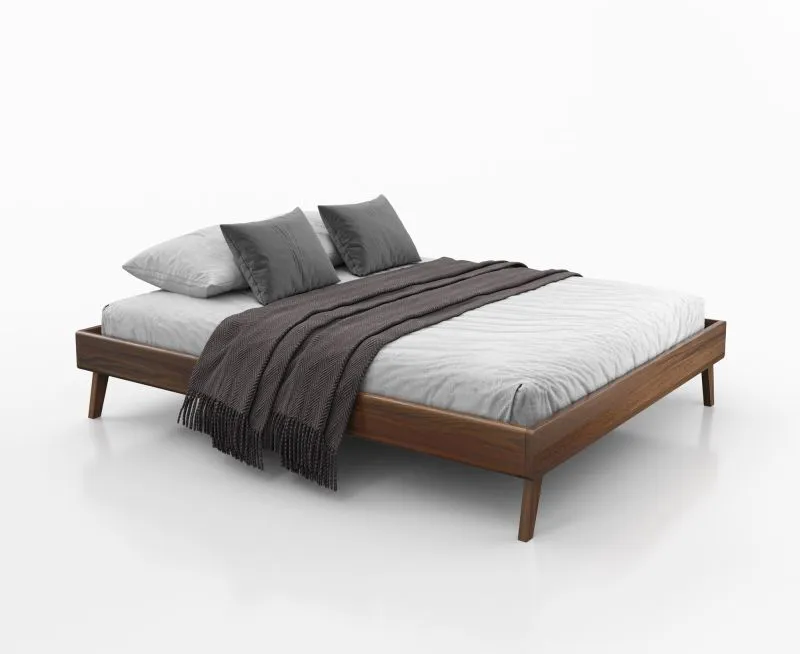 Doppelbett / Gästebett Engordany 11 | Buche Vollholz massiv | lackiert | Liegefläche: 160 x 200 cm | schlichtes Design | Farbe: Walnuss | hochwertige Verarbeitung