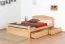 Einzelbett / Gästebett "Easy Premium Line" K5, inkl. 2 Schubladen und 1 Abdeckblende, 140 x 200 cm Buche Vollholz massiv Natur, inkl. Lattenrost