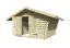 Holzschuppen / Gerätehaus, 40 mm Blockbohlenhaus, Doppeltür, aus Kiefernholz, gehobelt, Grundfläche: 7,18 m², Satteldach, Lüftungslücken zwischen Wandbrettern, Außenmaße: 268 x 268 cm