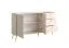 Esszimmer Set | 4-teilig | Farbe: Beige | 1 Vitrine | 1 Sideboard | 1 Highboard | 1 Esstisch 180 x 90 cm | ABS-Kanten | Griffe & Beine: Metall
