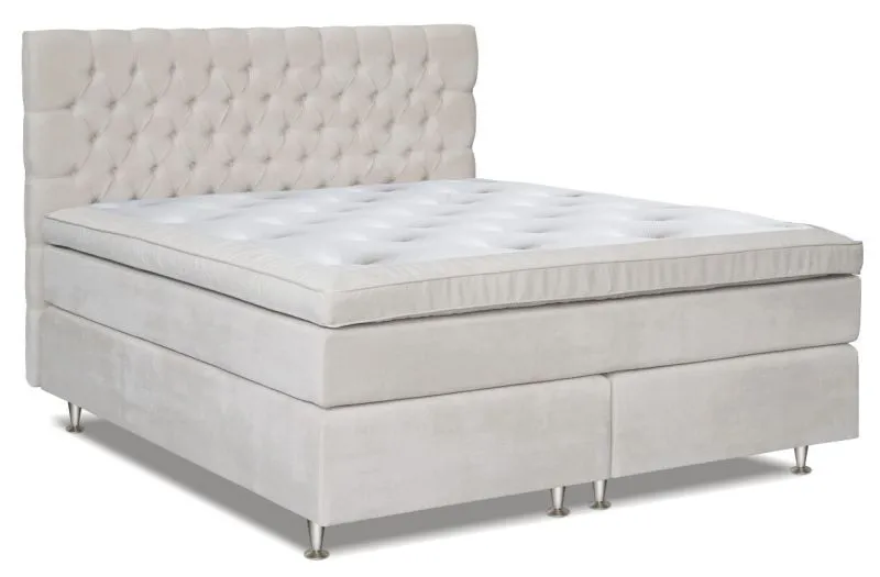 Boxspringbett MINDORO, Box: Bonellfederkern, Matratze: Taschenfederkern, Top Matress: Schaumstoff -  Abmessung: 140 x 200 cm - Farbe: Weiß