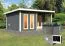 Saunahaus "Anni 5" SET A mit Ofen 9 kW, Farbe: Terragrau - 509 x 369 cm (B x T), Grundfläche: 19 m²