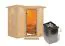 Sauna "Tjara 1" SET mit Kranz und Ofen 9 kW - 221 x 198 x 212 cm (B x T x H)