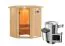 Sauna "Loran" SET mit Kranz - Farbe: Natur, Ofen externe Steuerung easy 3,6 kW - 165 x 165 x 202 cm (B x T x H)