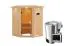 Sauna "Loran" SET mit Kranz und Ofen BIO 3,6 kW ext. Steuerung modern - 165 x 165 x 202 cm (B x T x H)