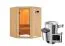 Sauna "Loran" SET mit bronzierter Tür - Farbe: Natur, Ofen externe Steuerung easy 3,6 kW - 151 x 151 x 198 cm (B x T x H)