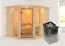 Sauna "Tjelvar 3" SET mit bronzierter Tür und Kranz  mit Ofen 9 kW - 245 x 210 x 202 cm (B x T x H)