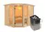 Sauna "Tjelvar 3" SET mit bronzierter Tür und Kranz  mit Ofen 9 kW - 245 x 210 x 202 cm (B x T x H)