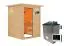 Sauna "Eivind" SET mit bronzierter Tür und Kranz - Farbe: Natur, Ofen externe Steuerung easy 9 kW - 173 x 159 x 191 cm (B x T x H)