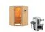 Sauna "Henrik" SET mit bronzierter Tür - Farbe: Natur, Ofen externe Steuerung easy 3,6 kW - 145 x 145 x 187 cm (B x T x H)