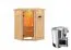 Sauna "Henrik" SET mit bronzierter Tür und Kranz - Farbe: Natur, Ofen BIO 3,6 kW - 173 x 159 x 191 cm (B x T x H)