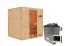 Sauna "Sjur" SET mit bronzierter Tür - Farbe: Natur, Ofen externe Steuerung easy 9 kW - 195 x 169 x 187 cm (B x T x H)