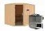 Sauna "Samu" SET mit graphitfarbener Tür - Farbe: Natur, Ofen BIO  9 kW - 231 x 196 x 198 cm (B x T x H)