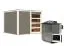 Saunahaus "Terning" SET, Farbe: Terragrau, mit Ofen BIO 9 kW - 276 x 276 cm (B x T), Grundfläche: 7,6 m²