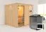 Sauna "Aleksi" SET mit Klarglastür, Kranz & Ofen BIO 9 kW - 210 x 210 x 202 cm (B x T x H)