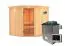 Sauna "Nooa" SET mit Klarglastür, Kranz & Ofen externe Steuerung easy 9 KW - 210 x 210 x 202 cm (B x T x H)