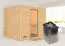 Sauna "Leja" SET mit Klarglastür & Ofen 9 kW - 231 x 196 x 200 cm (B x T x H)