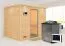 Sauna "Leja" SET mit Klarglastür, Kranz & Ofen BIO 9 kW - 259 x 210 x 205 cm (B x T x H)