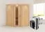 Sauna "Loran" SET mit Energiespartür, Kranz und Ofen 3,6 kW - 165 x 165 x 202 cm (B x T x H)