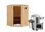 Sauna "Loran" SET mit graphitfarbener Tür - Farbe: Natur, Ofen externe Steuerung easy 3,6 kW - 151 x 151 x 198 cm (B x T x H)