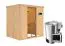 Sauna "Jarle" SET mit Klarglastür & Ofen BIO 3,6 kW - 196 x 151 x 198 cm (B x T x H)
