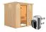 Sauna "Agnar" SET mit Klarglastür, Kranz & Ofen 3,6 kW - 210 x 184 x 202 cm (B x T x H)