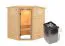 Sauna "Kirsa" SET AKTION 2 mit Klarglastür und Ofen BIO 9 kW - 196 x 170 x 198 cm (B x T x H)