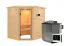 Sauna "Kirsa" SET AKTION mit Klarglastür, Kranz & Ofen externe Steuerung easy 9 KW - 224 x 184 x 202 cm (B x T x H)
