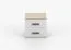 Nachtkästchen / Nachtkommode | Weiß / Sonoma Eiche | schlicht | 2 geräumige Schubladen | Smolikas 131 | graue Holzgriffe | 50 x 55 x 40 cm | eckig