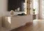 Wohnwand | inkl. Integrierter LED-Beleuchtung | Farbe: Clay Grau / Eiche Coast Evoke | Push-to-open Funktion | 220 x 40 x 160 cm | geriffelte Front | langes TV-Board