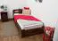 Kinderbett / Jugendbett Kiefer Vollholz massiv Nussfarben A7, inkl. Lattenrost - Abmessungen: 90 x 200 cm