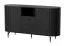 Schlafzimmer - Set G Annelin, 6-teilig, in Schwarz, 1 Vitrine und 1 Kommode mit LED-Beleuchtung, 1 Beistelltisch, 1 Kommode mit Schubladen