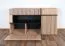 Kommode / Sideboard mit zwei Schubladen Jordalsgrenda 05, Farbe: Eiche / Schwarz, zwei Türen, 5 Fächer, Maße: 90 x 150 x 40 cm, für Wohnzimmer