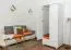 Kleiderschrank | 2 Drehtüren | 2 Schubladen | 1 Fach | mit Kleiderstange | 80 cm breit | Massivholz | Farbe: Weiß Abbildung