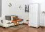 Kleiderschrank | 2 Drehtüren | 2 Schubladen | 1 Fach | mit Kleiderstange | 80 cm breit | Massivholz | Farbe: Weiß Abbildung