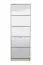 Hoher Schuhschrank Gradide 12, Spiegel-Front, Farbe: Eiche Grau, fünf Kipptüren, schlichtes Design, ABS-Kanten, Maße: 191,5 x 67 x 28 cm, 10 Fächer