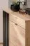 Garderobe Komplett - Set C Angvik, 3-teilig, Farbe: Eiche / Schwarz, ein Garderobenschrank, ein Schuhschrank, ein Spiegel mit zwei Ablageflächen