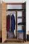 Kleiderschrank mit einer Kleiderstange Lassila 01, Farbe: Eiche Artisan / Schwarz - Abmessungen: 191 x 92 x 54 cm (H x B x T), mit 2 Türen und fünf Fächern