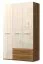 137 cm breiter Kleiderschrank mit 3 Türen, 5 Fächern und 2 Schubladen | Farbe: Beige | Tiefe: 56 cm Abbildung
