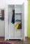 Kleiderschrank | 2 Drehtüren | 4 Fächer | mit Kleiderstange | 80 cm breit | Massivholz | Farbe: Weiß Abbildung