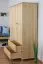 Kleiderschrank | 3 Drehtüren | 2 Schubladen | 5 Fächer | mit Kleiderstange | 135 cm breit | Massivholz | Farbe: Natur Abbildung