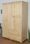 Kleiderschrank | 3 Drehtüren | 2 Schubladen | 5 Fächer | mit Kleiderstange | 135 cm breit | Massivholz | Farbe: Natur Abbildung
