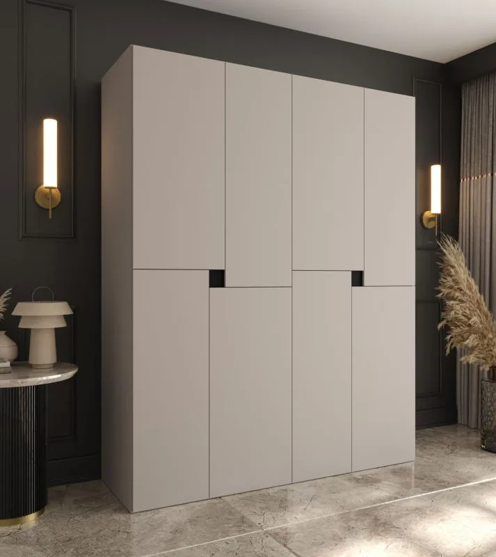 Kleiderschrank | Kaschmir | 8 Drehtüren | 6 Fächer | Soft-Close Funktion | 2 Kleiderstangen | hochwertig Verarbeitet  | 160 x 52 x 203 cm | für Schlafzimmer