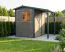Gerätehaus | Elementgartenhaus | Grundfläche: 4,67 m² | Beige | mit Schleppdach | Satteldach | Weilar 01 | Gerahmte Massivholztür mit Fenster