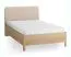 Einzelbett | Eiche massiv | Farbe: Eiche / Beige |  weich gepolsterte Kopfstütze | 90 x 200 cm | dezent abgerundete Form | Gästebett | inkl. Lattenrost